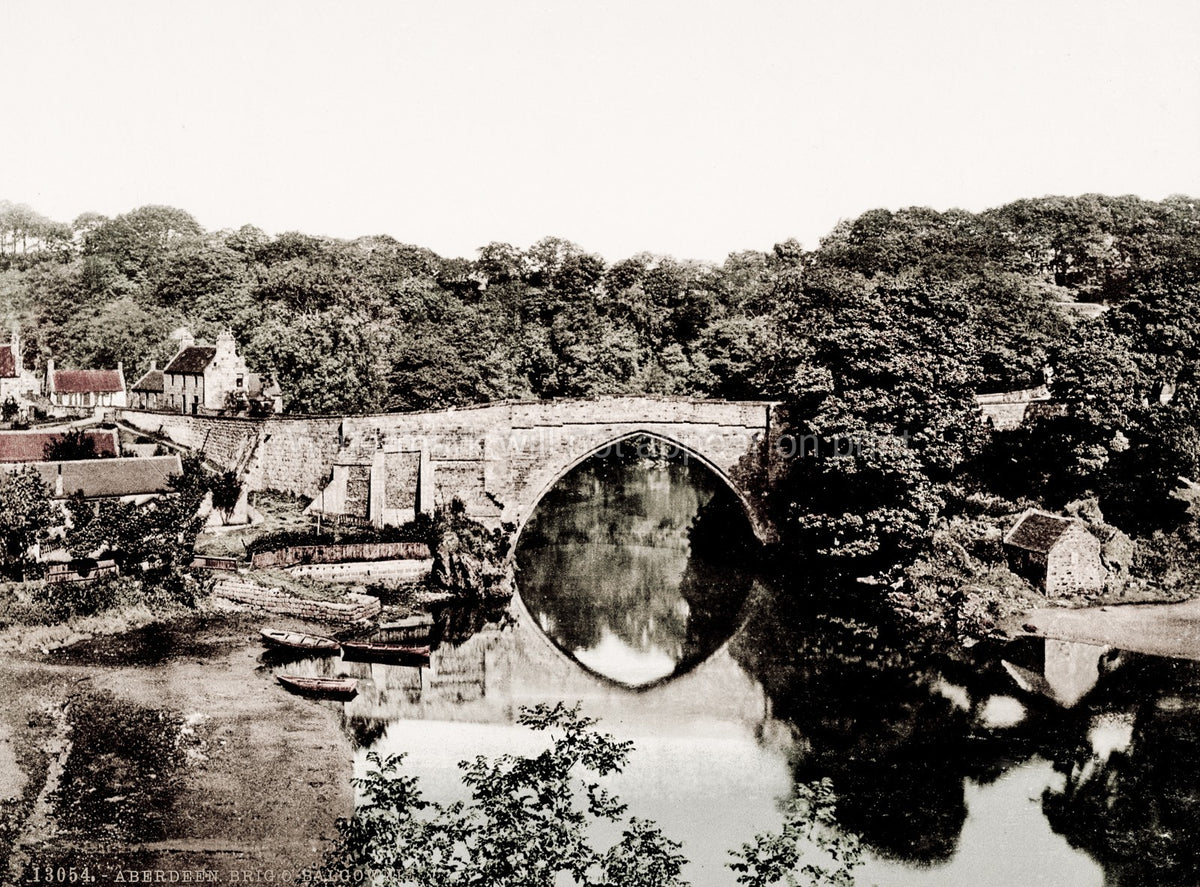 Brig o' Balgownie Aberdeen Scotland Stone Arch Bridge River Vtg. Photo 19thC.