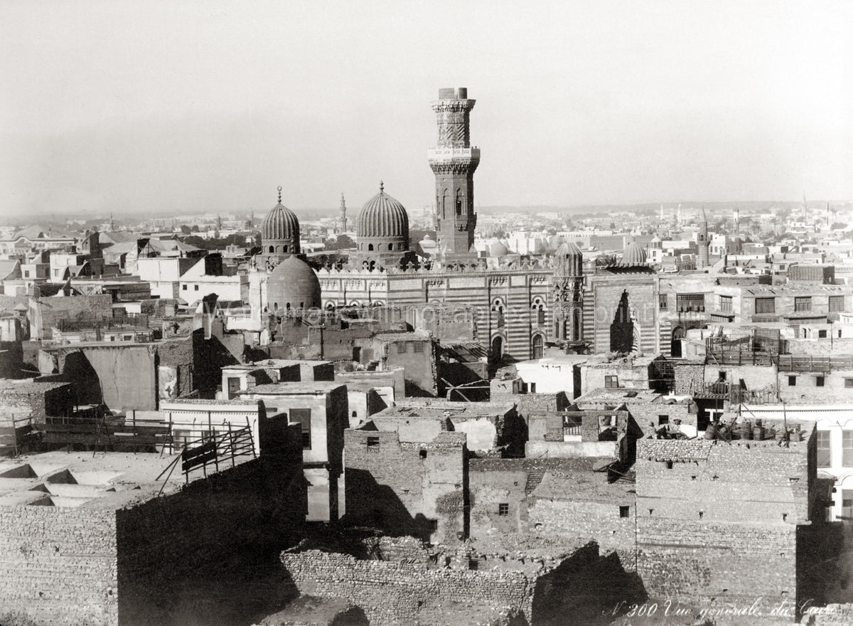 Cairo Egypt Rooftop View Mosque Minaret Domes Cityscape Vtg. Photo 19thC.