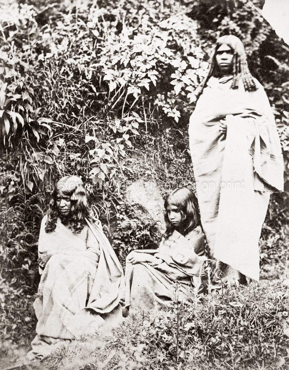 India Toda People Group Women Child Indigenous Tribal Dress Vtg. Photo 19thC.