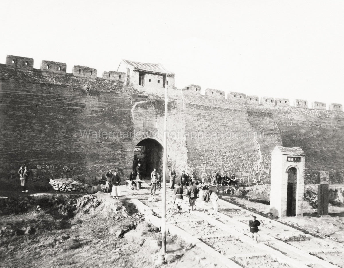 Peking Beijing China City Gate Wall Road Construction People Vtg. Photo 19thC.