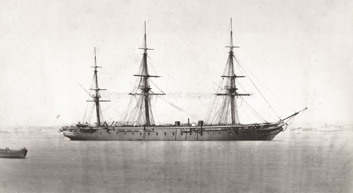 HMS Black Prince Warrior Class Battleship Ironclad Warship Vtg. Photo 19thC.