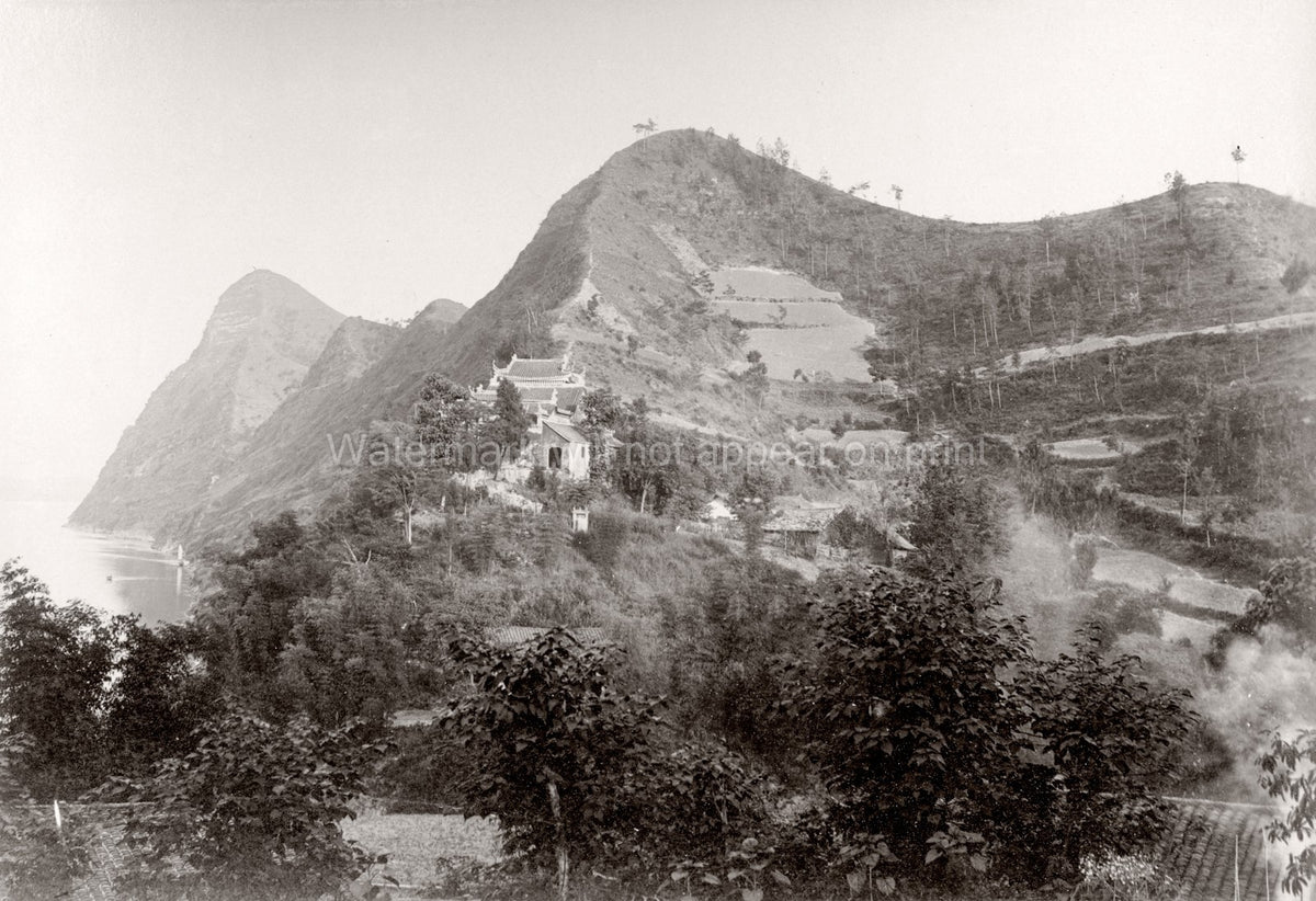 China Mountain Temple Pagoda Architecture Landscape Scenery Vtg. Photo 19thC.