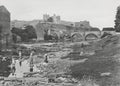 Richmond Castle Yorkshire River Swale Bridge Children Playing Vtg. Photo 19thC.