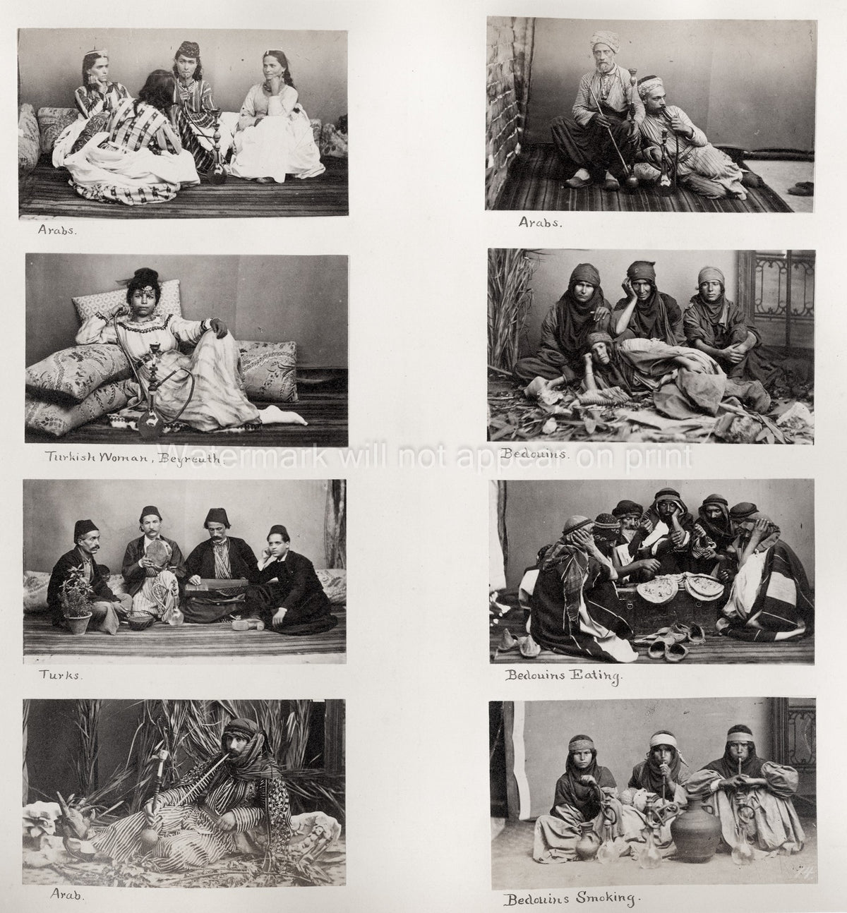 Middle East Peoples Bedouin Arab Turk Portraits Traditional Vtg. Photo 19thC.