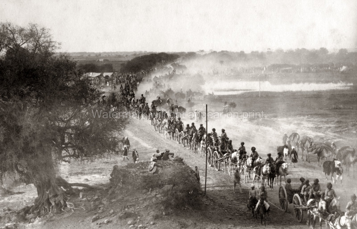 Delhi British Army Baggage Train Military Convoy Carts Vtg. Photo 19thC.