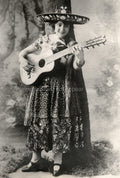 Maria Conesa Mexican Actress Sombrero Guitar Musician Costume Vtg. Photo 19thC.