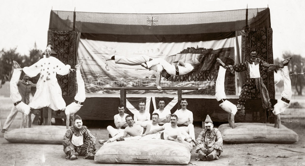 1st Hampshire Regiment Acrobats Gymnasts Clowns Strongmen Vtg. Photo 19thC.