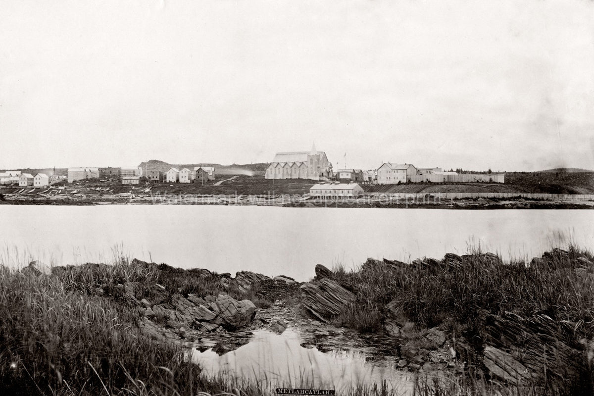 Metlakatla British Columbia Canada Town Church Coastal Vtg. Photo 19thC.