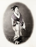 Japanese Woman Kimono Traditional Dress Hairstyle Portrait Vtg. Photo 19thC.