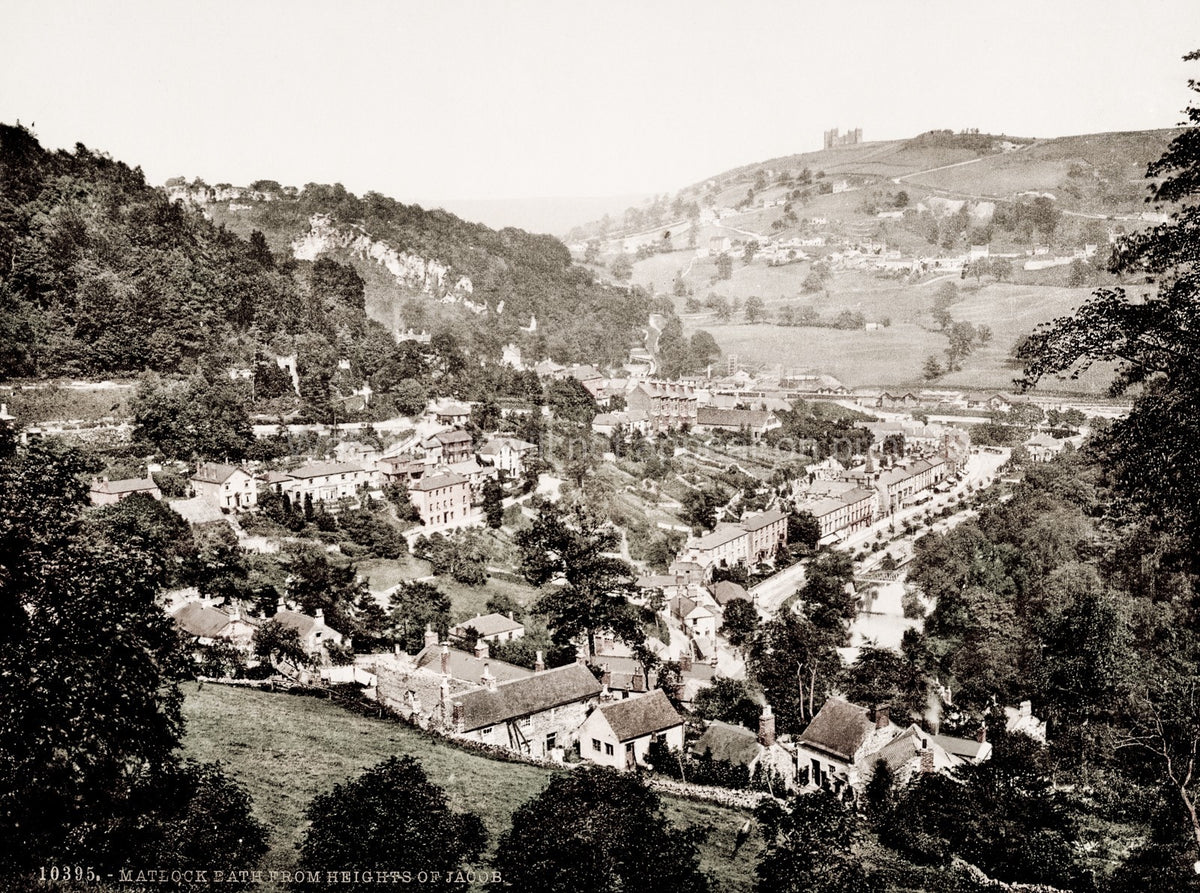 Matlock Bath Heights Jacob Peak District Townscape Vtg. Photo 19thC.