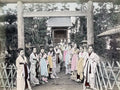 Japan Group Prostitutes Women Kimono Torii Gate Shrine Vtg. Photo 19thC.