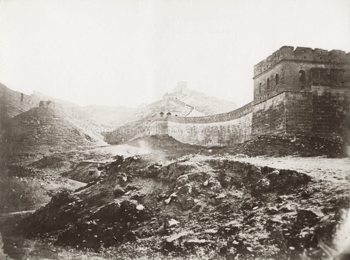 Great Wall China Beijing Fortification Mountain Landscape Vtg. Photo 19thC.