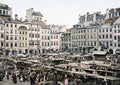 Warsaw Poland Market Square Cityscape Crowds Architecture Vtg. Photo 19thC.