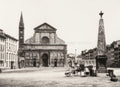 Florence Italy Piazza Santa Maria Novella Basilica Obelisk Vtg. Photo 19thC.