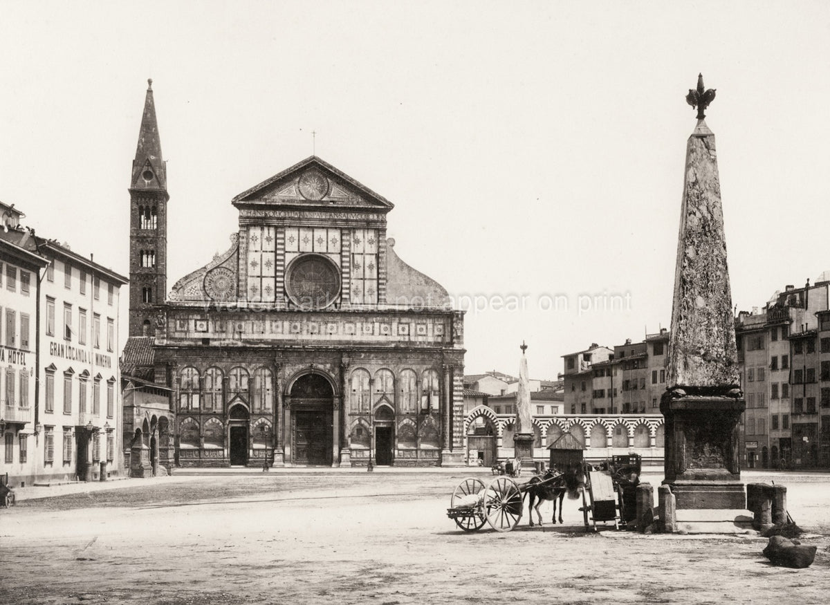 Florence Italy Piazza Santa Maria Novella Basilica Obelisk Vtg. Photo 19thC.