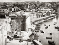 Valletta Malta Grand Harbour Waterfront Fortifications Boats Vtg. Photo 19thC.