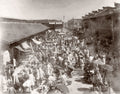 Shanghai China Street Market Scene Crowds Vendors Architecture Vtg. Photo 19thC.