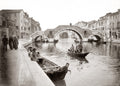 Venice San Giobbe Canal 3 Arch Bridge Gondolas Gondoliers Vtg. Photo 19thC.