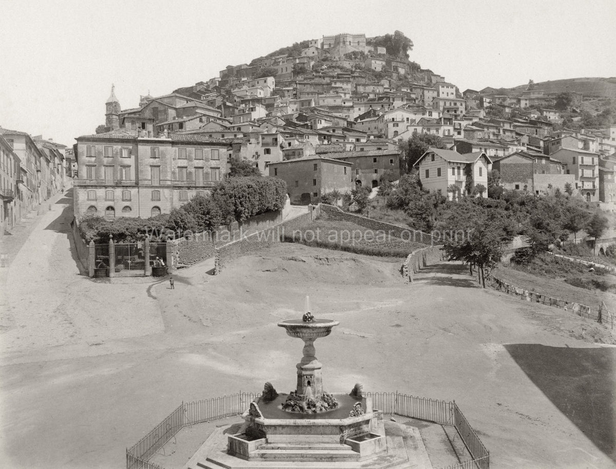 Rocca Di Papa Rome Italy Hillside Town Fountain Piazza Vtg. Photo 19thC.