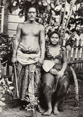 Pacific Islands Samoan Couple Indigenous People Traditional Vtg. Photo 19thC.