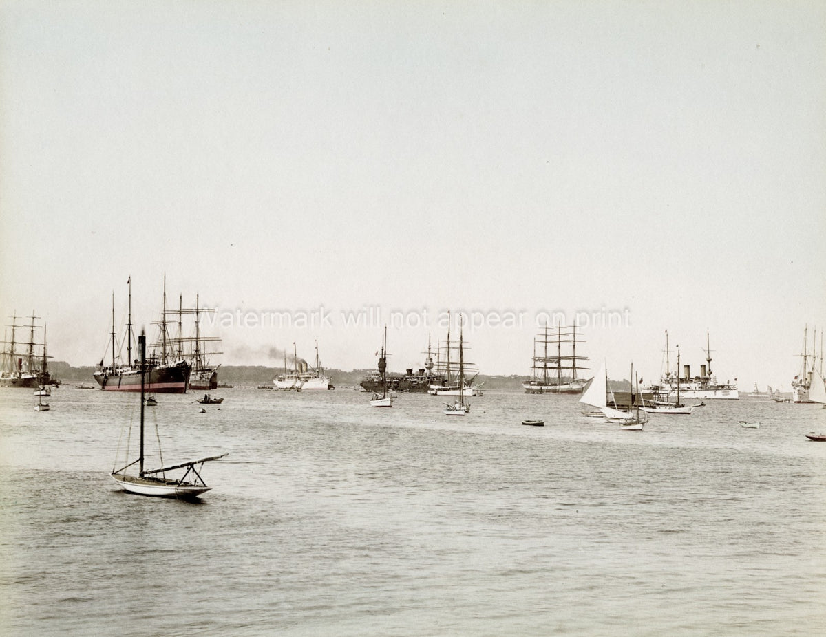 Steam Sailing Ships Harbour Yokohama Japan 19thC.
