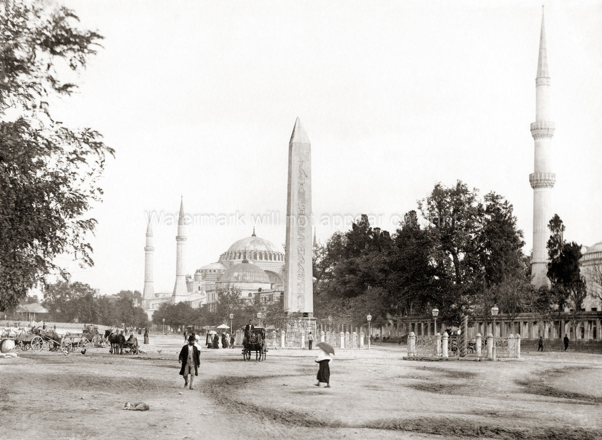 Istanbul Turkey Hippodrome Obelisk Hagia Sophia Mosque Vtg. Photo 19thC.