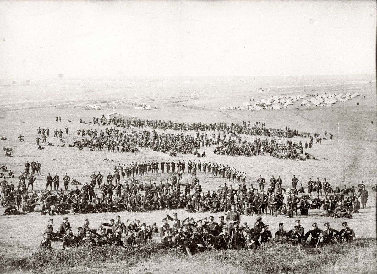 British Army Regiment Camp Formation Soldiers Military Tents Vtg. Photo 19thC.
