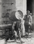 Turkish Porter Carrying Barrel Constantinople Istanbul Laborer Vtg. Photo 19thC.