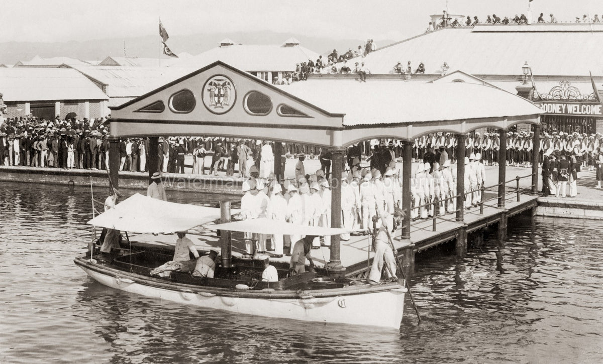 Kingston Jamaica Prince George Royal Navy Visit Sailors Dock Vtg. Photo 19thC.