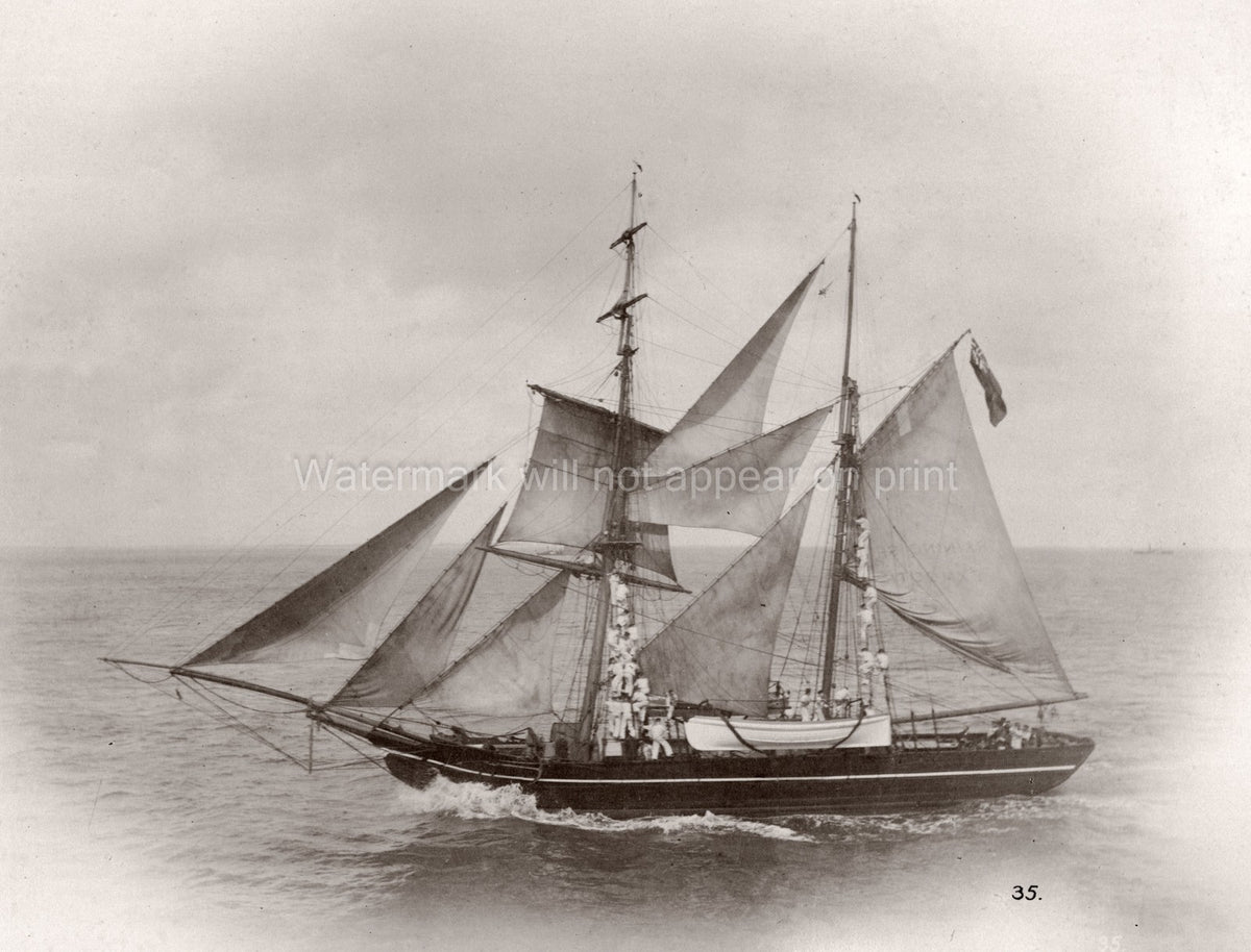 Exmouth Training Ship Sailing Brig Masts Ocean Cadets Royal Vtg. Photo 19thC.