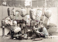Japan Umbrella Paper Lantern Maker Craftsmen Workshop Artisans Vtg. Photo 19thC.
