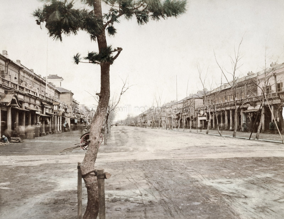 Tokyo Ginza Main Street Scene Architecture Rickshaw Shops Vtg. Photo 19thC.