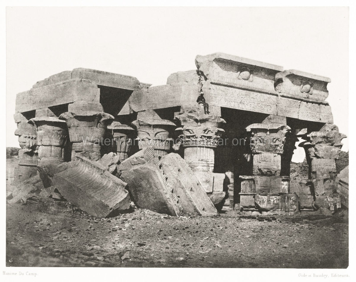 Temple Ombos Kom Ombo Egypt Ancient Ruins Columns Vtg. Photo 19thC.