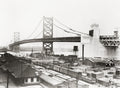 Philadelphia Ben Franklin Bridge Delaware River Railyard Vtg. Photo 20thC.