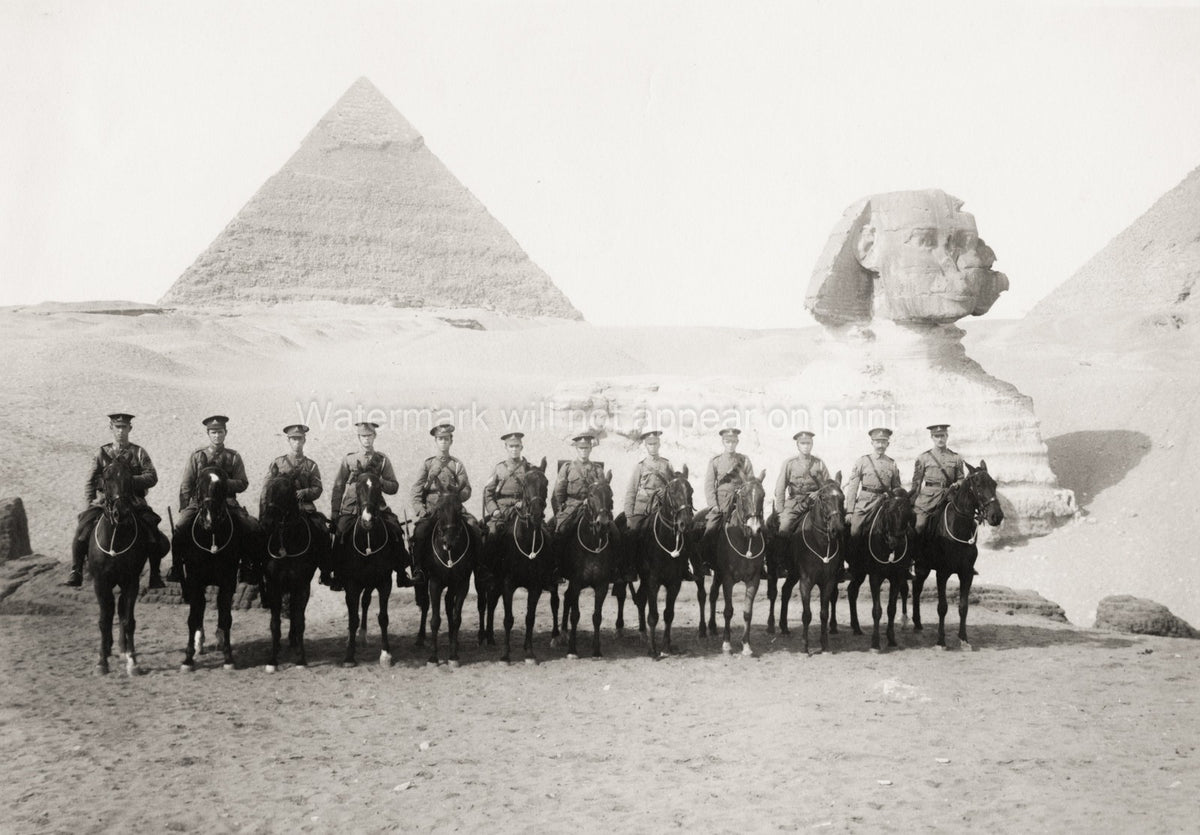 Egypt British Army Cavalry Officers Sphinx Pyramids Giza Vtg. Photo 19thC.