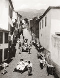 Madeira Portugal Tourist Sledge Toboggan Cobblestone Street Vtg. Photo 19thC.