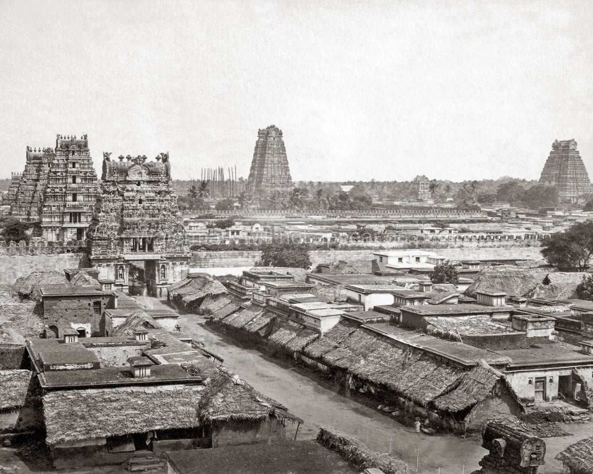 Tiruchirapalli India Seringapatam Pagodas Temple Towers Vtg. Photo 19thC.