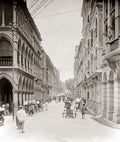 Hong Kong Street Scene Rickshaws Colonial Architecture City Vtg. Photo 19thC.