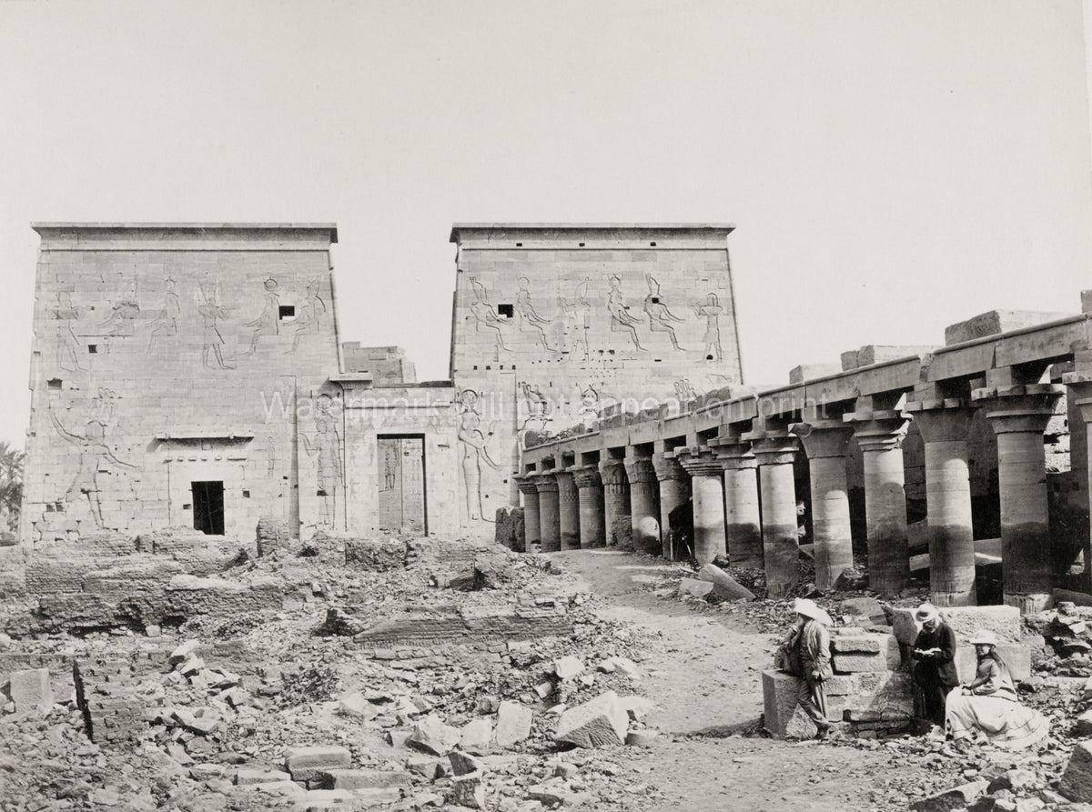 Temple Isis Philae Pylons Colonnade Ruins Egypt Vtg. Photo 19thC.