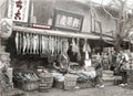 Japan Fish Stall Market Shop Merchants Salmon Street Scene Vtg. Photo 19thC.
