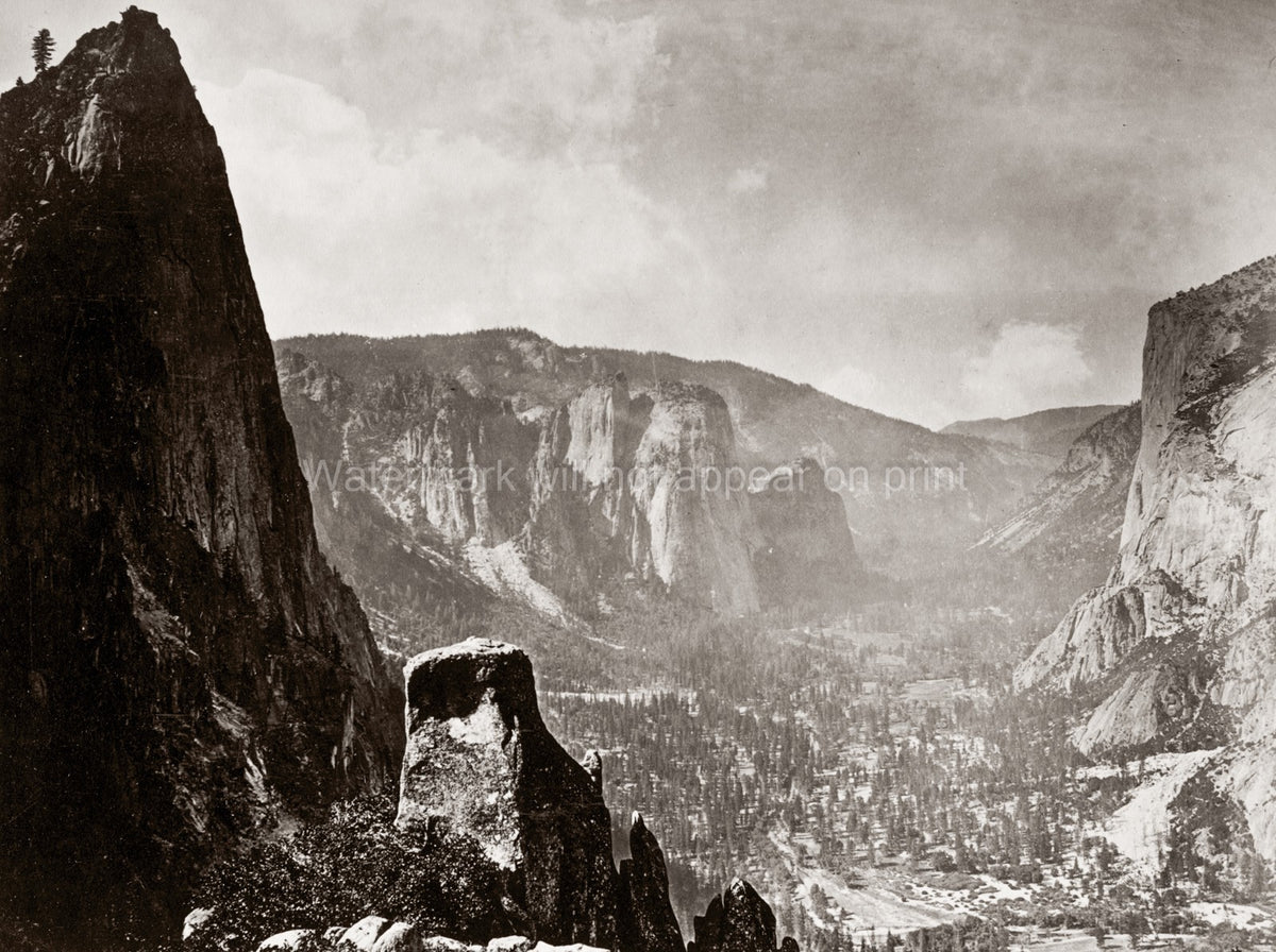 Yosemite Valley USA Mountains Landscape National Park Cliffs Vtg. Photo 19thC.