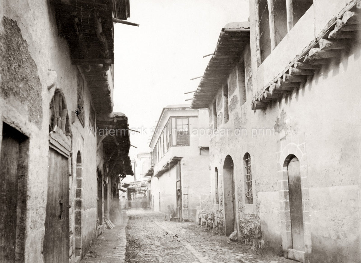 Damascus Syria Straight Street Cobblestone Alley Architecture Vtg. Photo 19thC.