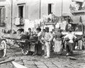 Naples Italy Street Scene Fruit Seller Market Cart People Vtg. Photo 19thC.