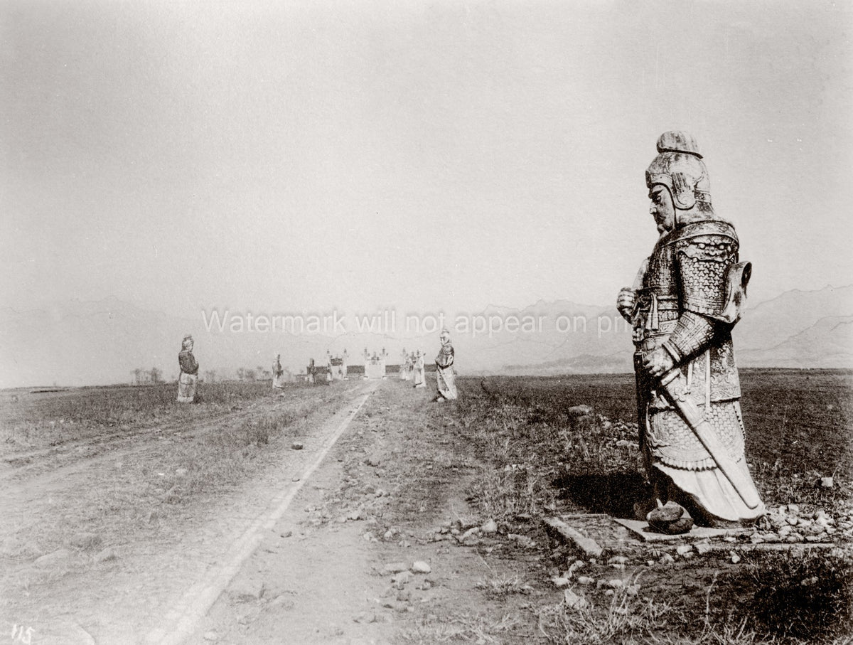 China Ming Tombs Stone Statues Avenue Warriors Guardians Vtg. Photo 19thC.