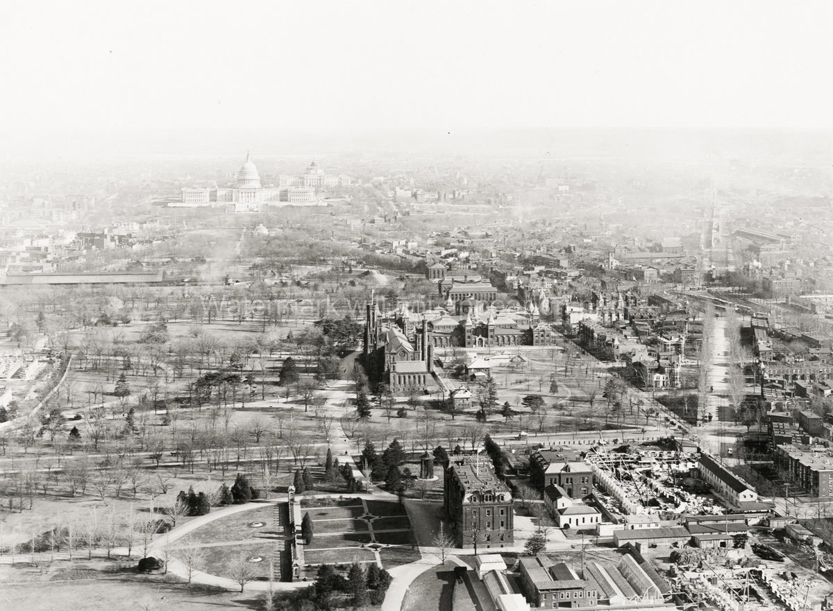 Washington Monument View Capitol Building Aerial Cityscape Vtg. Photo 20thC.