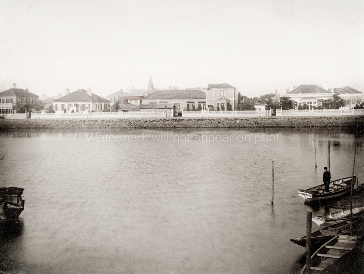 Tokyo Japan Foreign Settlement Houses Waterfront Architecture Vtg. Photo 19thC.