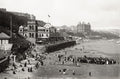 Scarborough Spa Seafront Beach Crowds Grand Hotel Yorkshire Vtg. Photo 19thC.