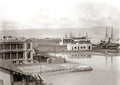 Port Suez Egypt Harbor Ships Waterfront Docks Architecture Vtg. Photo 19thC.