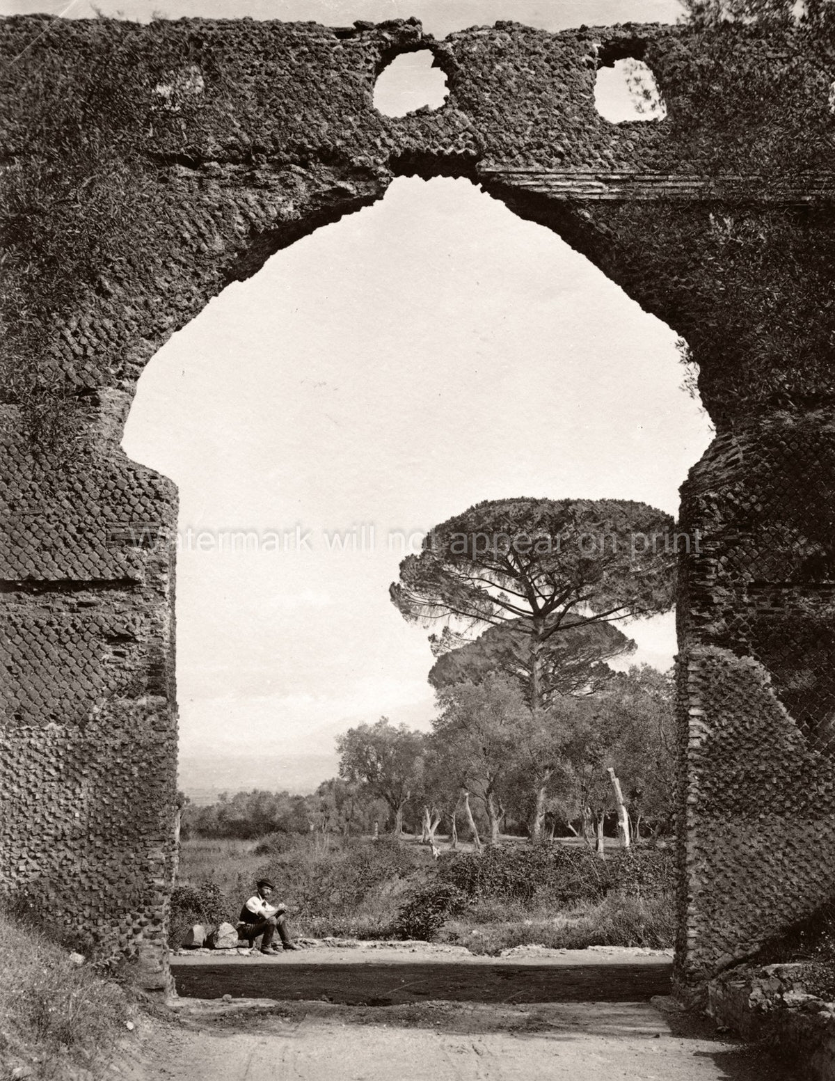 Hadrian's Villa Tivoli Rome Italy Ancient Roman Ruins Archway Vtg. Photo 19thC.