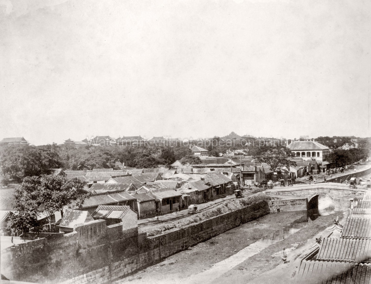 Peking Beijing British Legation Cityscape Canal Bridge Vtg. Photo 20thC.